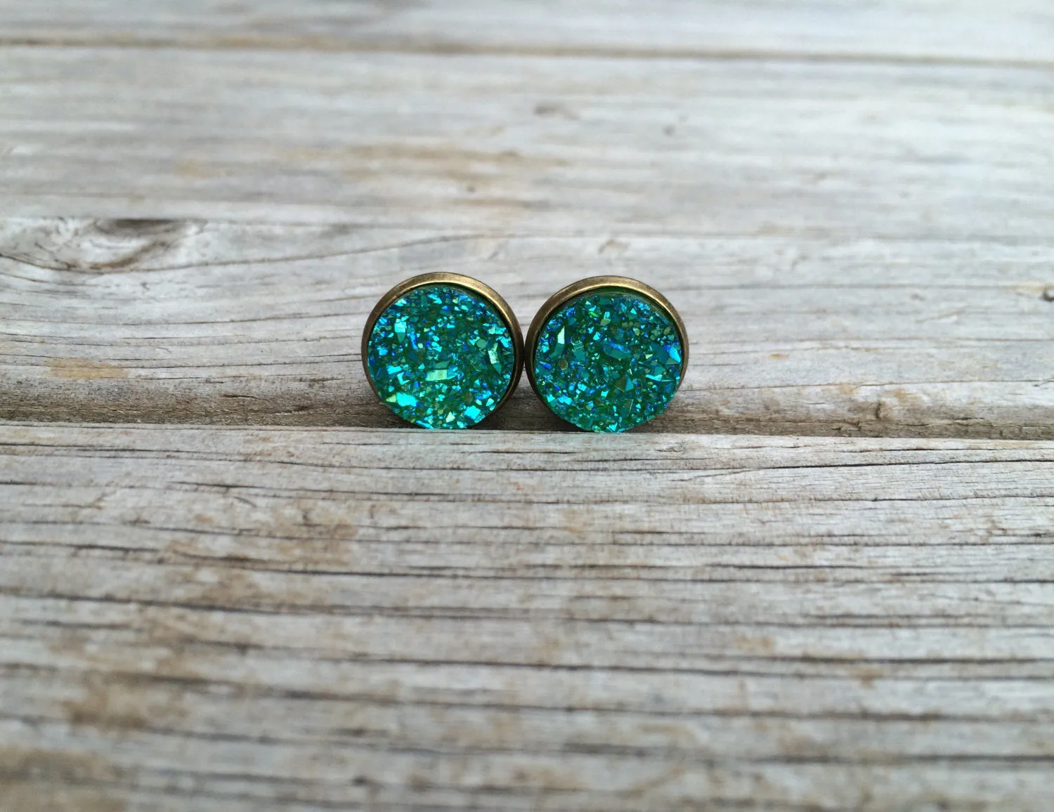 Green Druzy Earrings