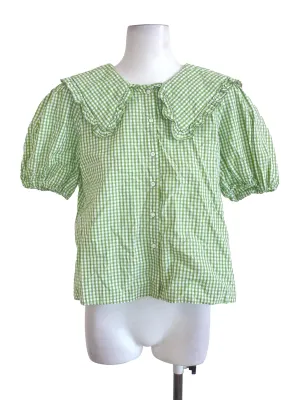 Green Gingham Babydoll Top