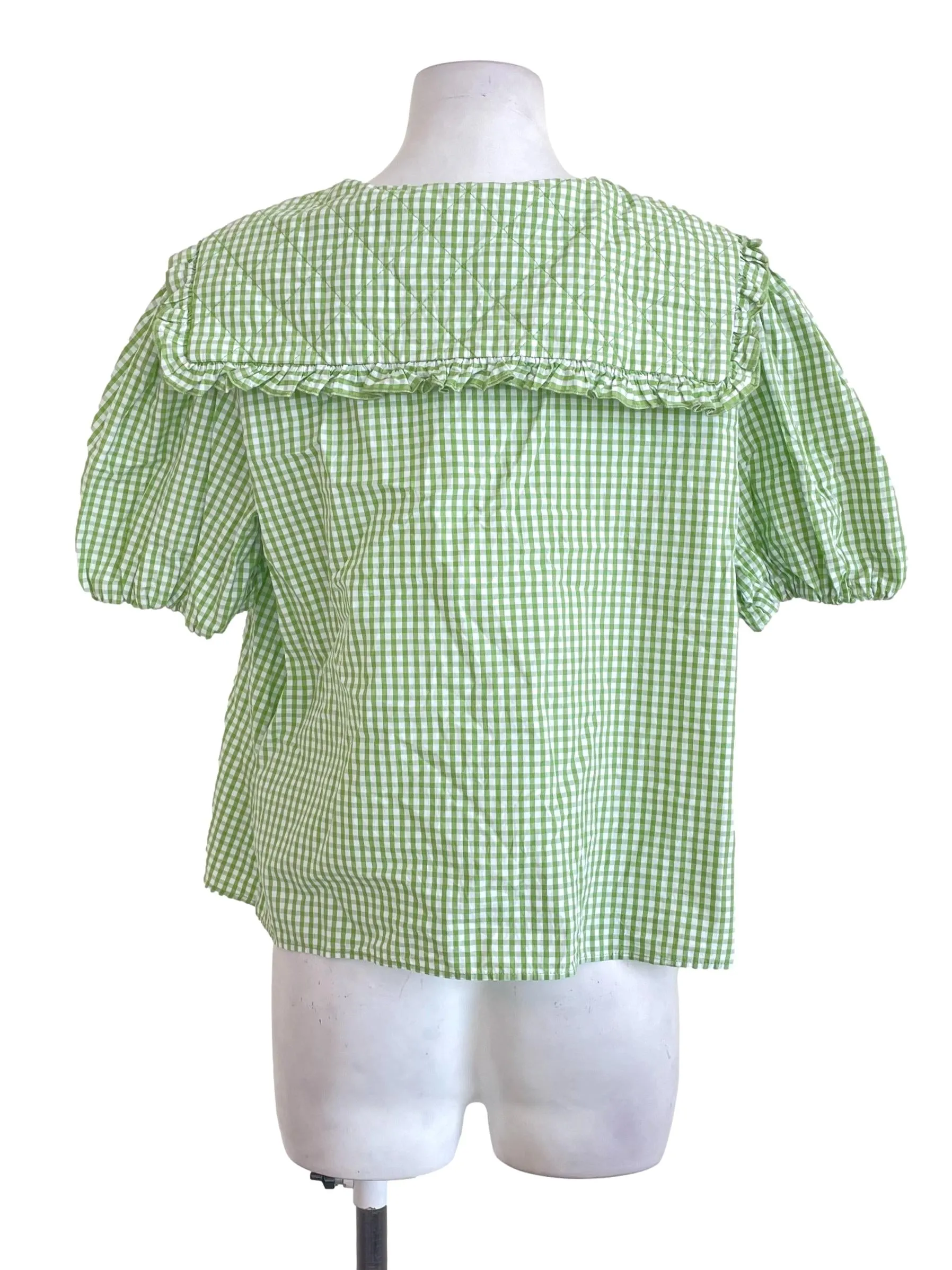 Green Gingham Babydoll Top