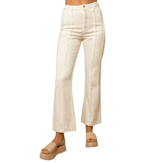 Gretchen Frayed Seam White Flared Denim