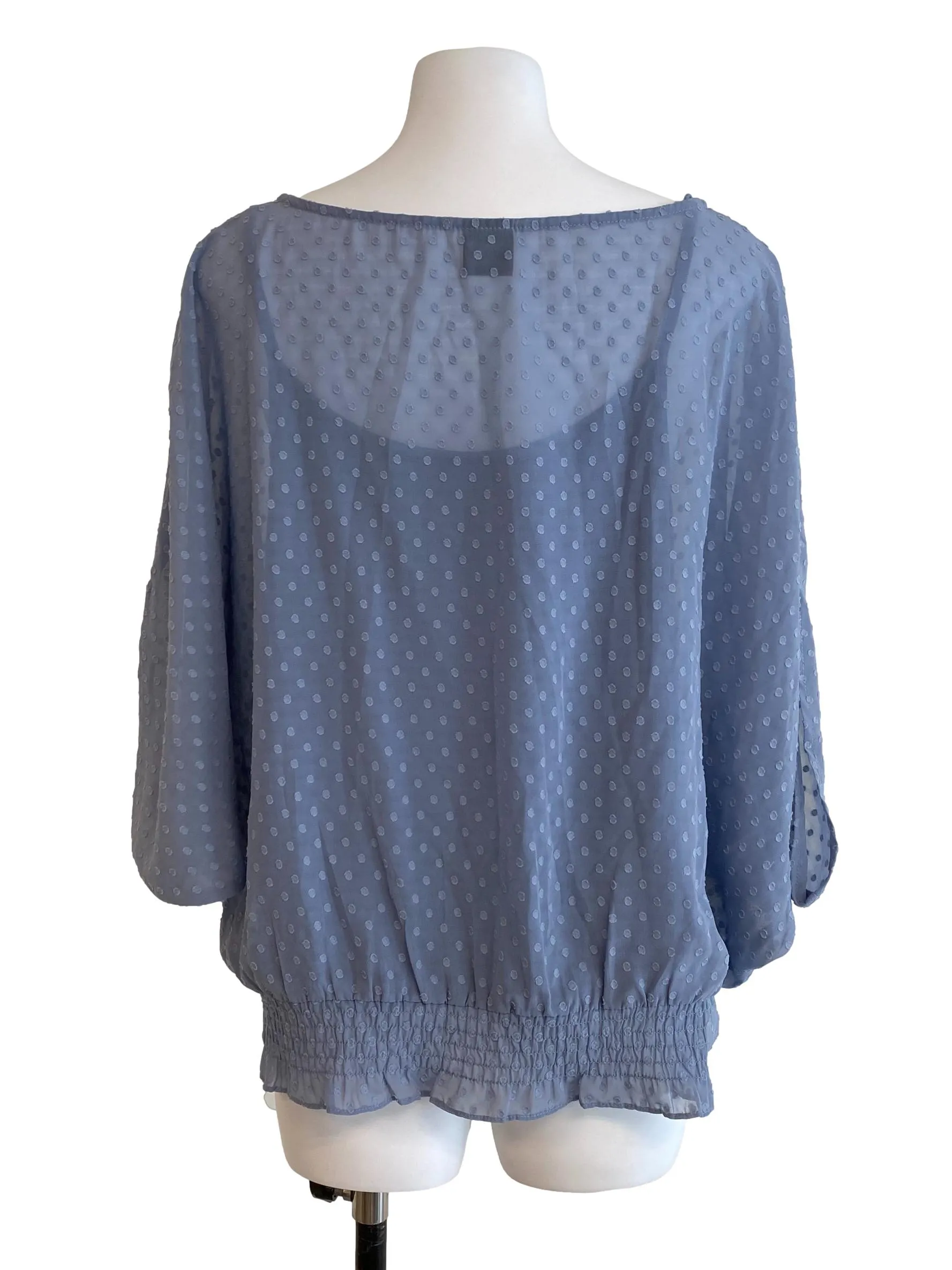 Grey Dotted Chiffon Blouse