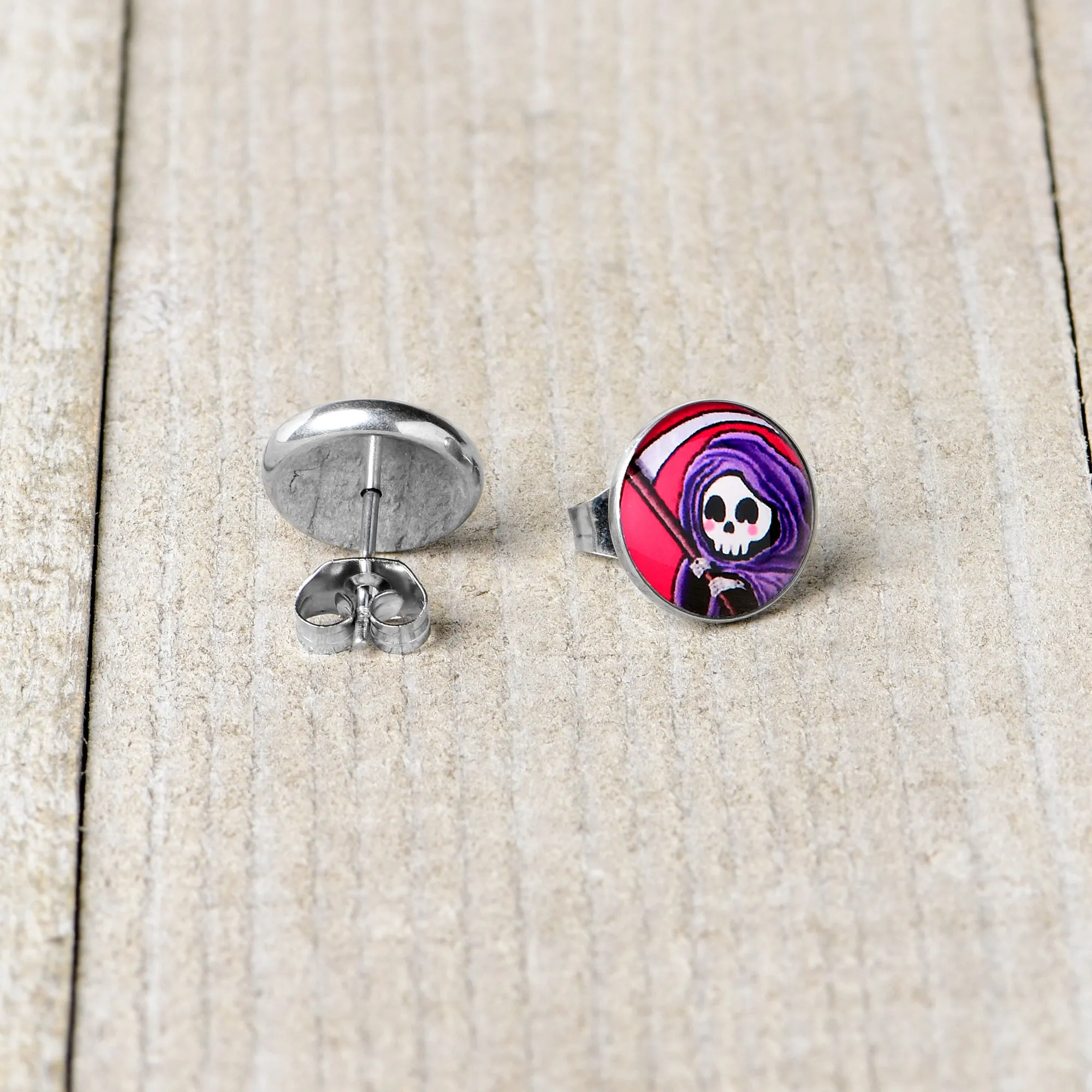 Grim Reaper Stud Earrings