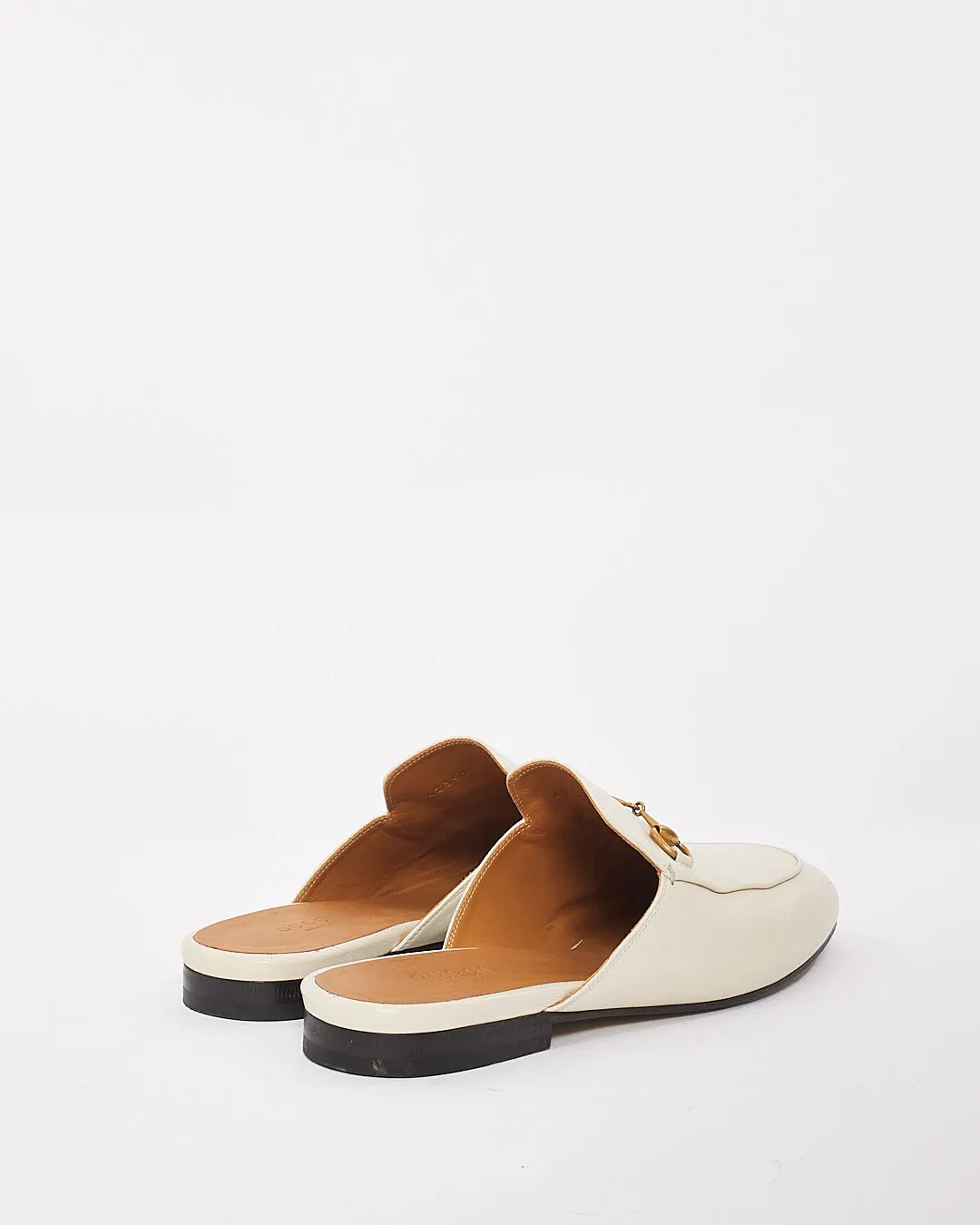 Gucci Cream Leather Princetown Loafer Slip On Flats - 38