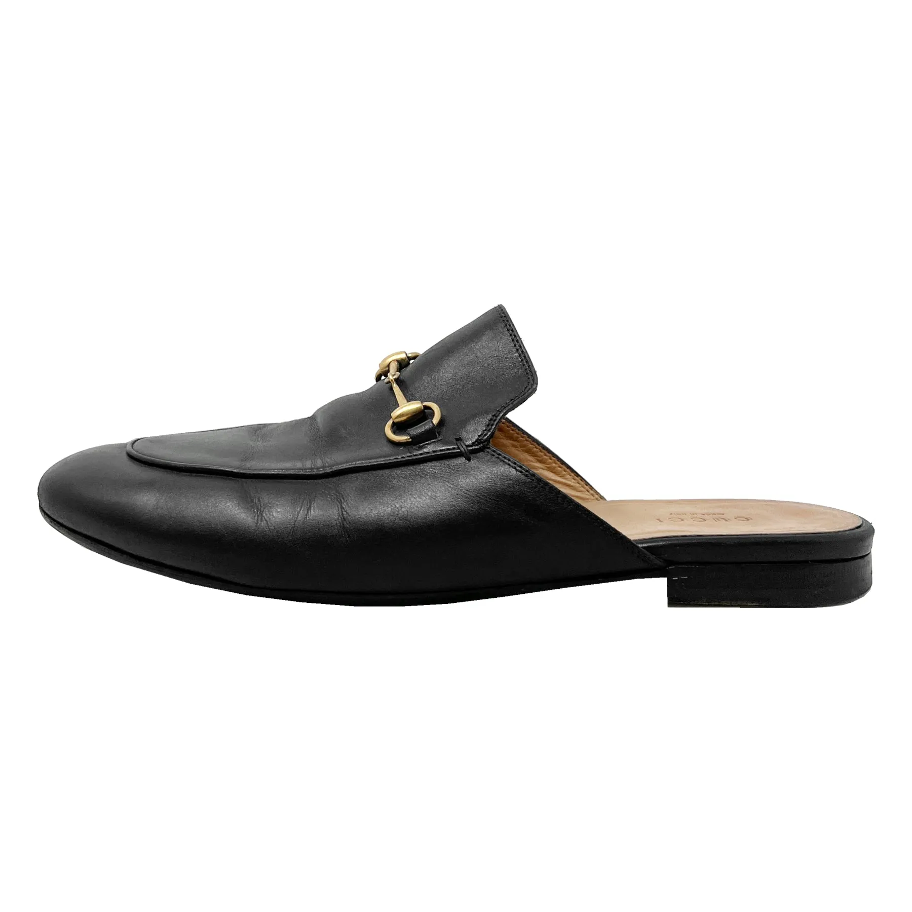 Gucci Princetown Black Leather Loafer Mules Size EU 40
