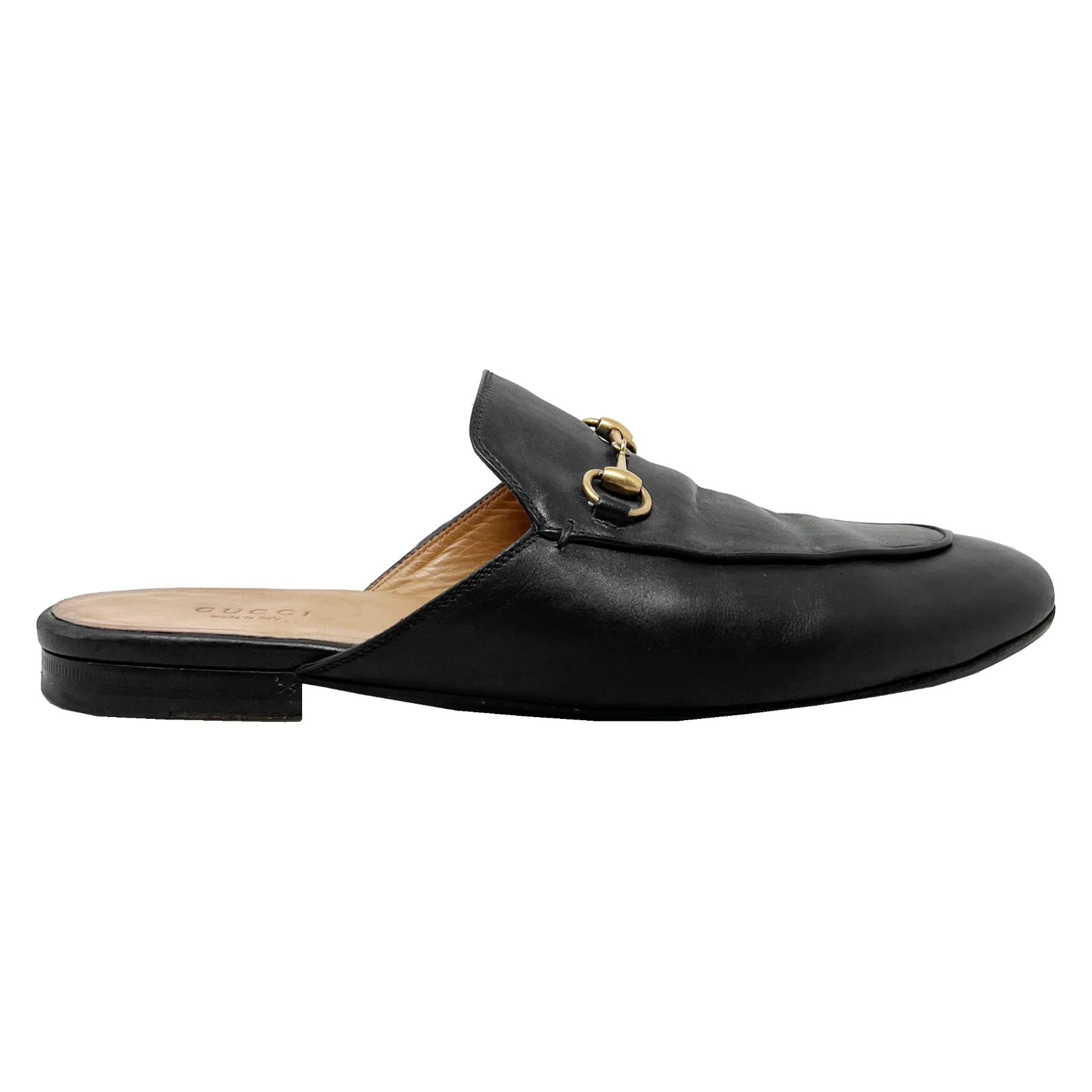 Gucci Princetown Black Leather Loafer Mules Size EU 40