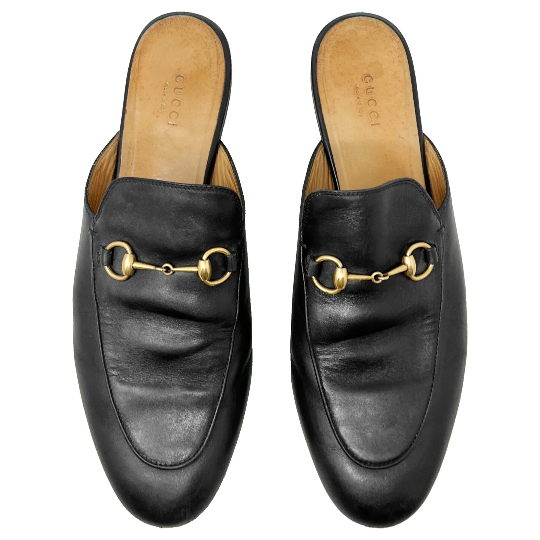 Gucci Princetown Black Leather Loafer Mules Size EU 40