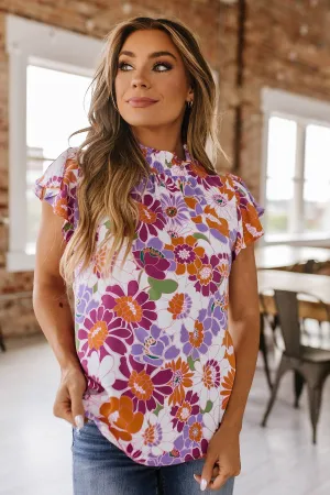 Gwendolyn Floral Print Blouse Purple Liam XL