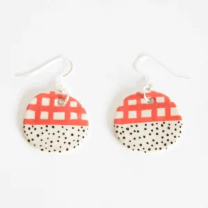 HALFY ROUND EARRINGS - RED