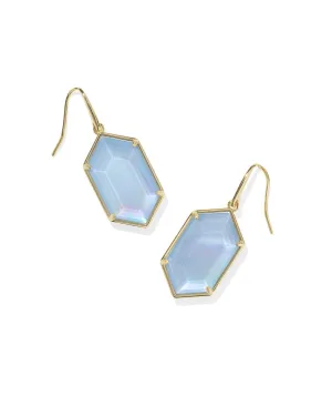 Hallie Drop Earring in Gold Sky Blue Mother of Pearl