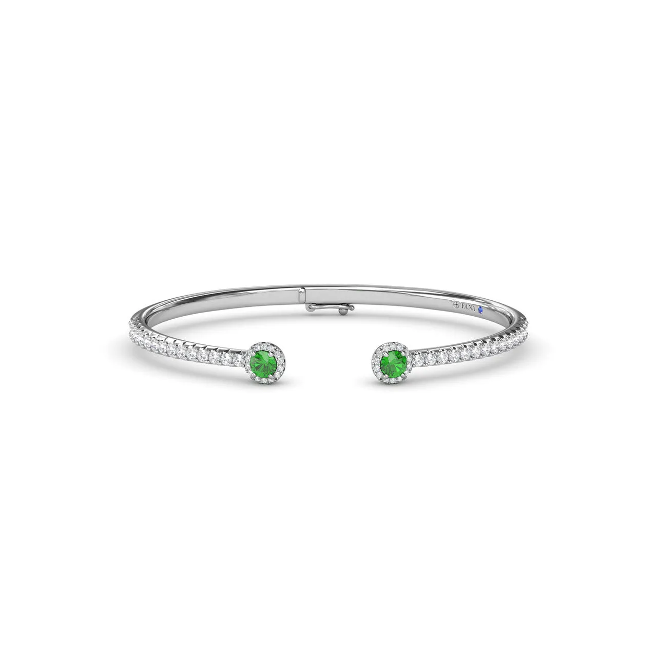 Halo Emerald and Diamond Bangle