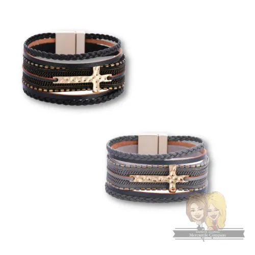 Hammered Cross Corded Cuff
