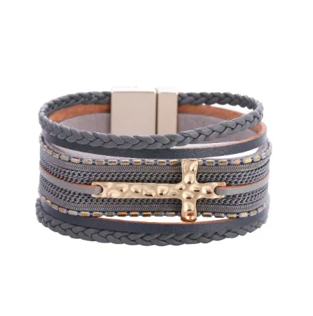 Hammered Cross Corded Cuff