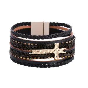 Hammered Cross Corded Cuff