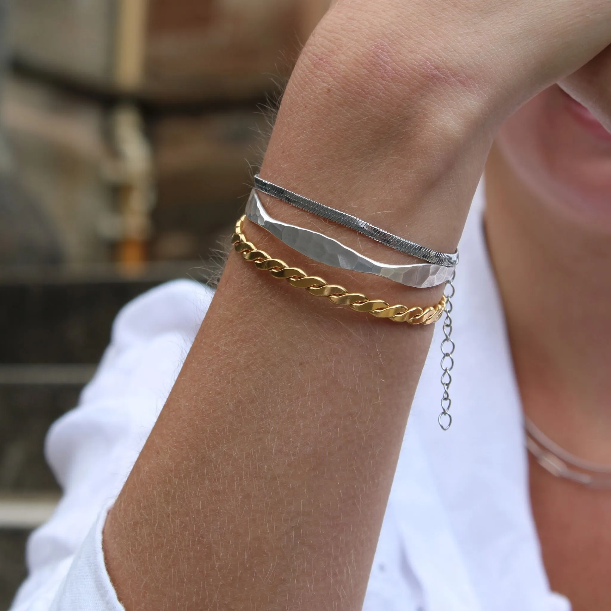 Hammered Cuff, Silver