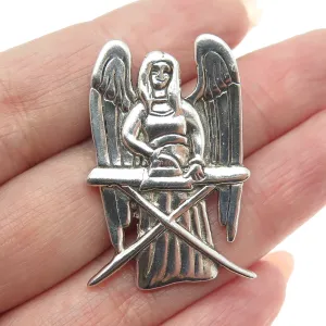 HAND & HAMMER de Matteo 925 Sterling Silver Vintage Angel Oxidized Pin Pendant