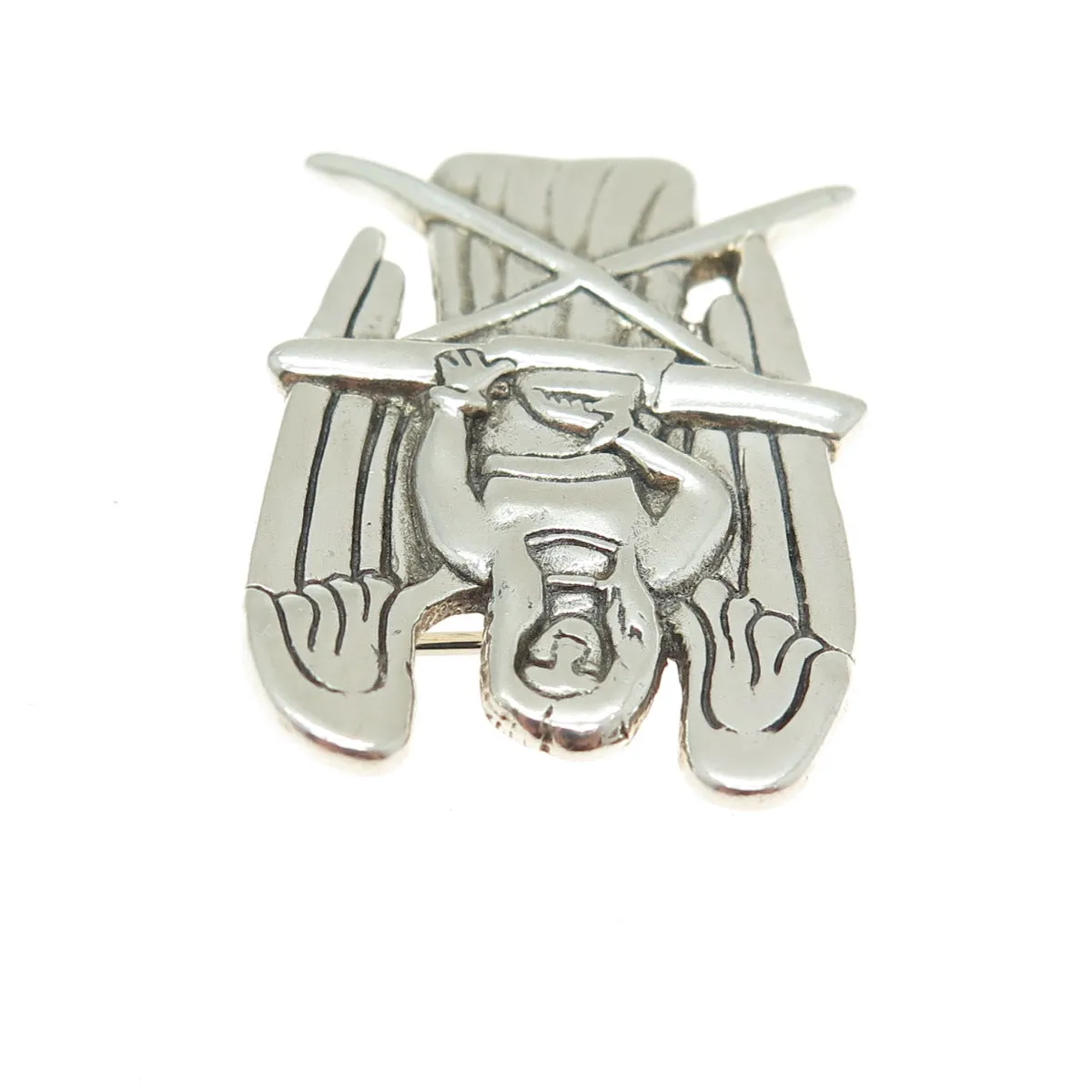 HAND & HAMMER de Matteo 925 Sterling Silver Vintage Angel Oxidized Pin Pendant