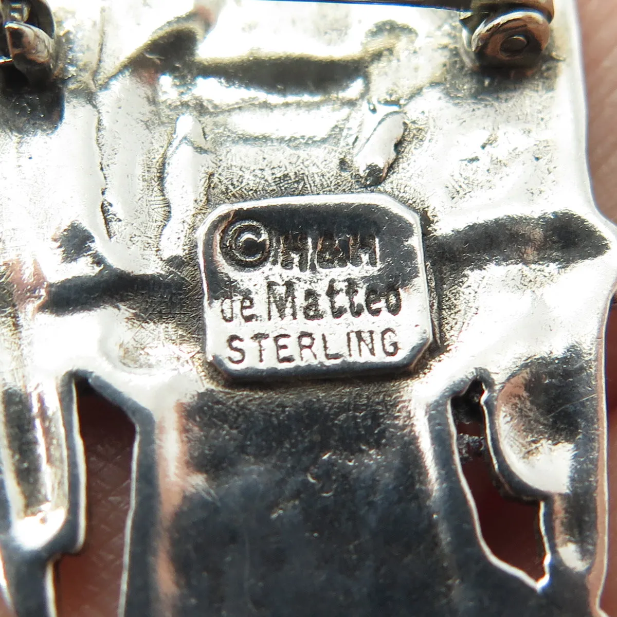HAND & HAMMER de Matteo 925 Sterling Silver Vintage Angel Oxidized Pin Pendant