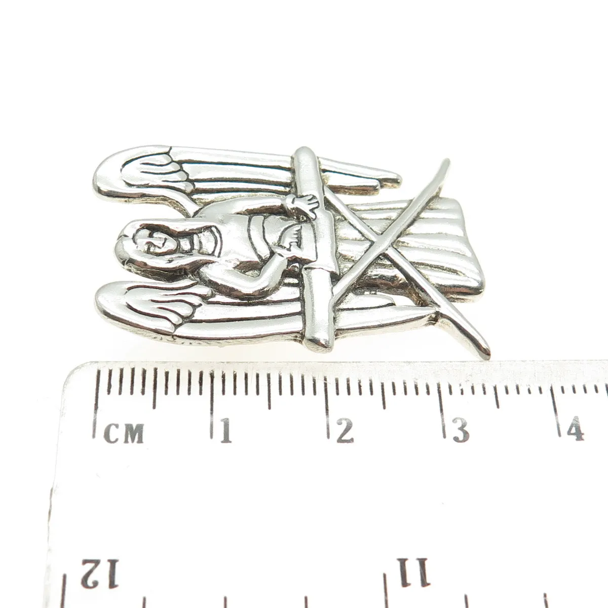 HAND & HAMMER de Matteo 925 Sterling Silver Vintage Angel Oxidized Pin Pendant