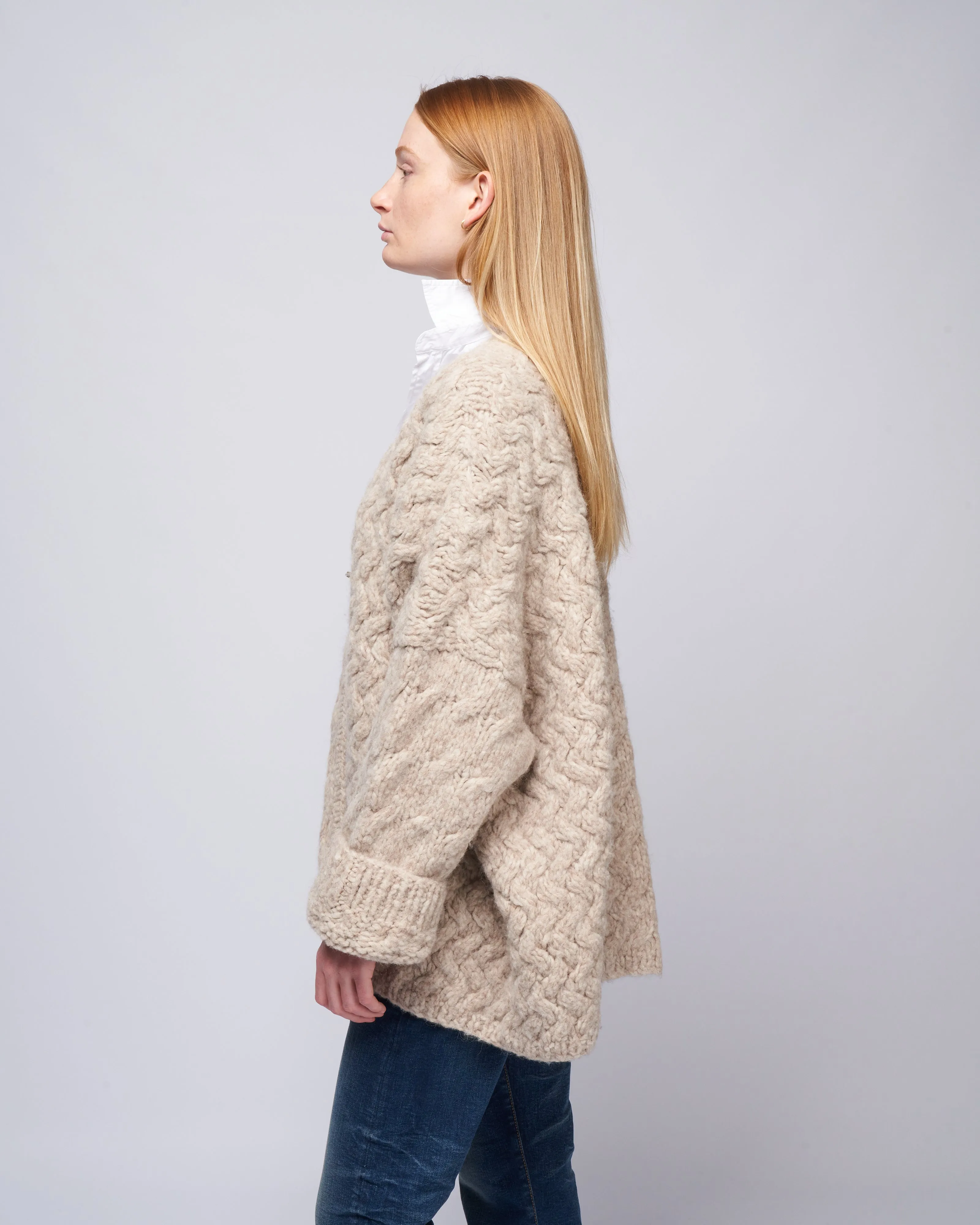 handknit aran cardigan - aspen