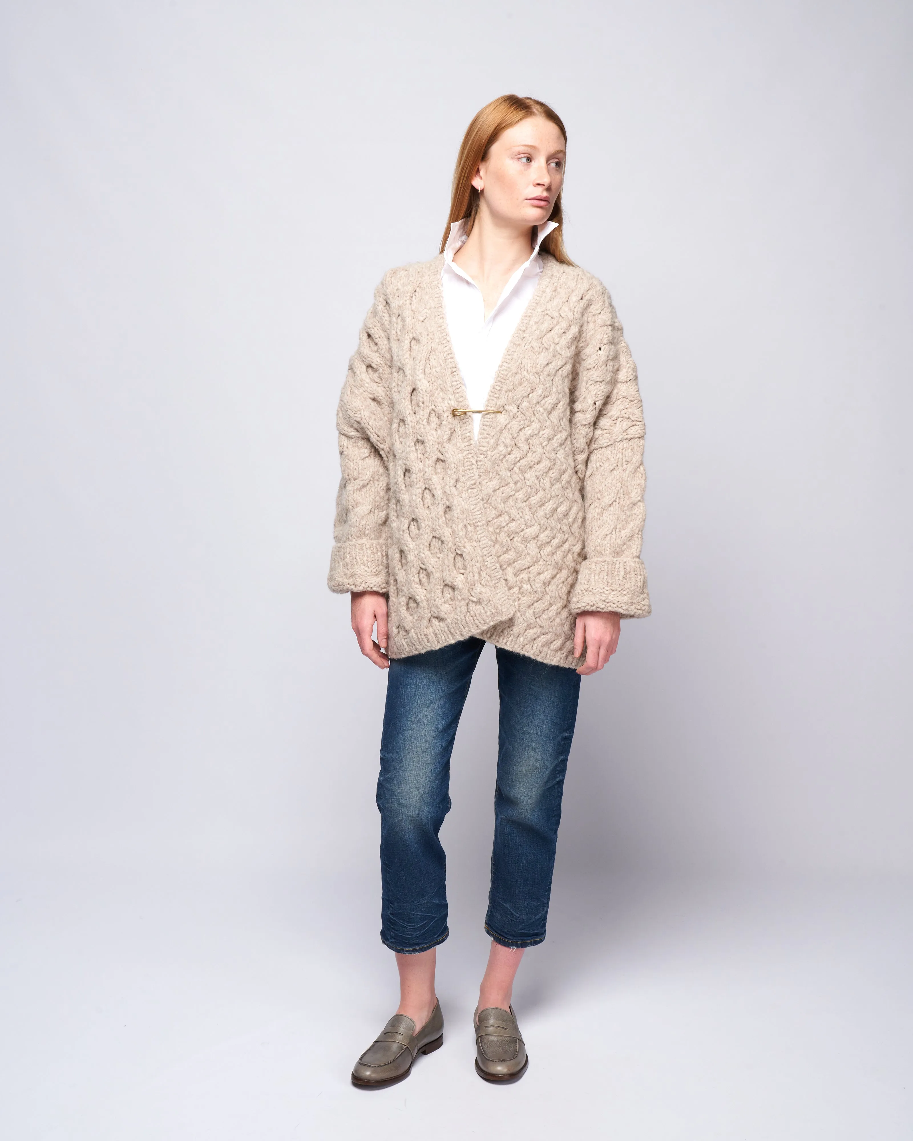 handknit aran cardigan - aspen