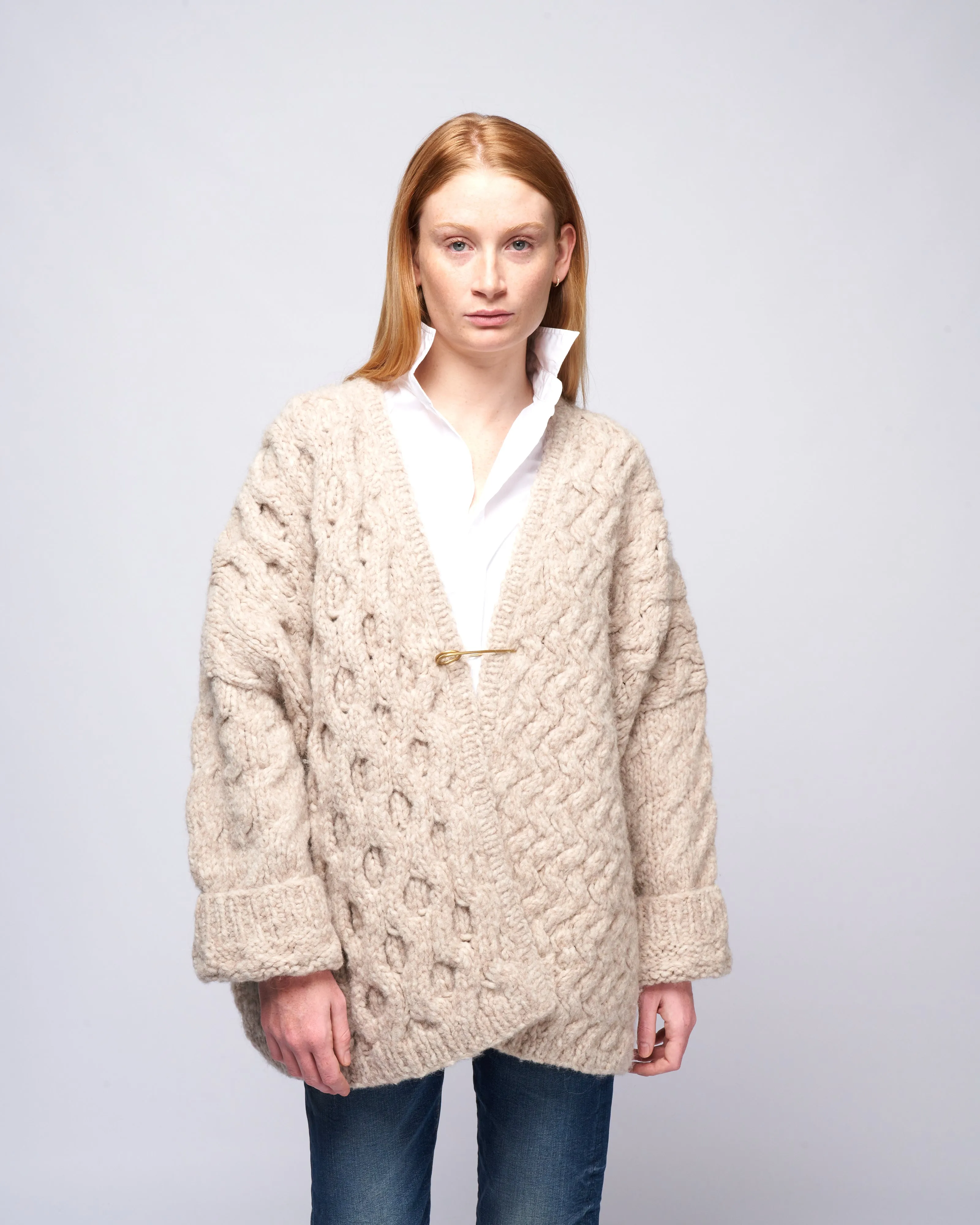 handknit aran cardigan - aspen