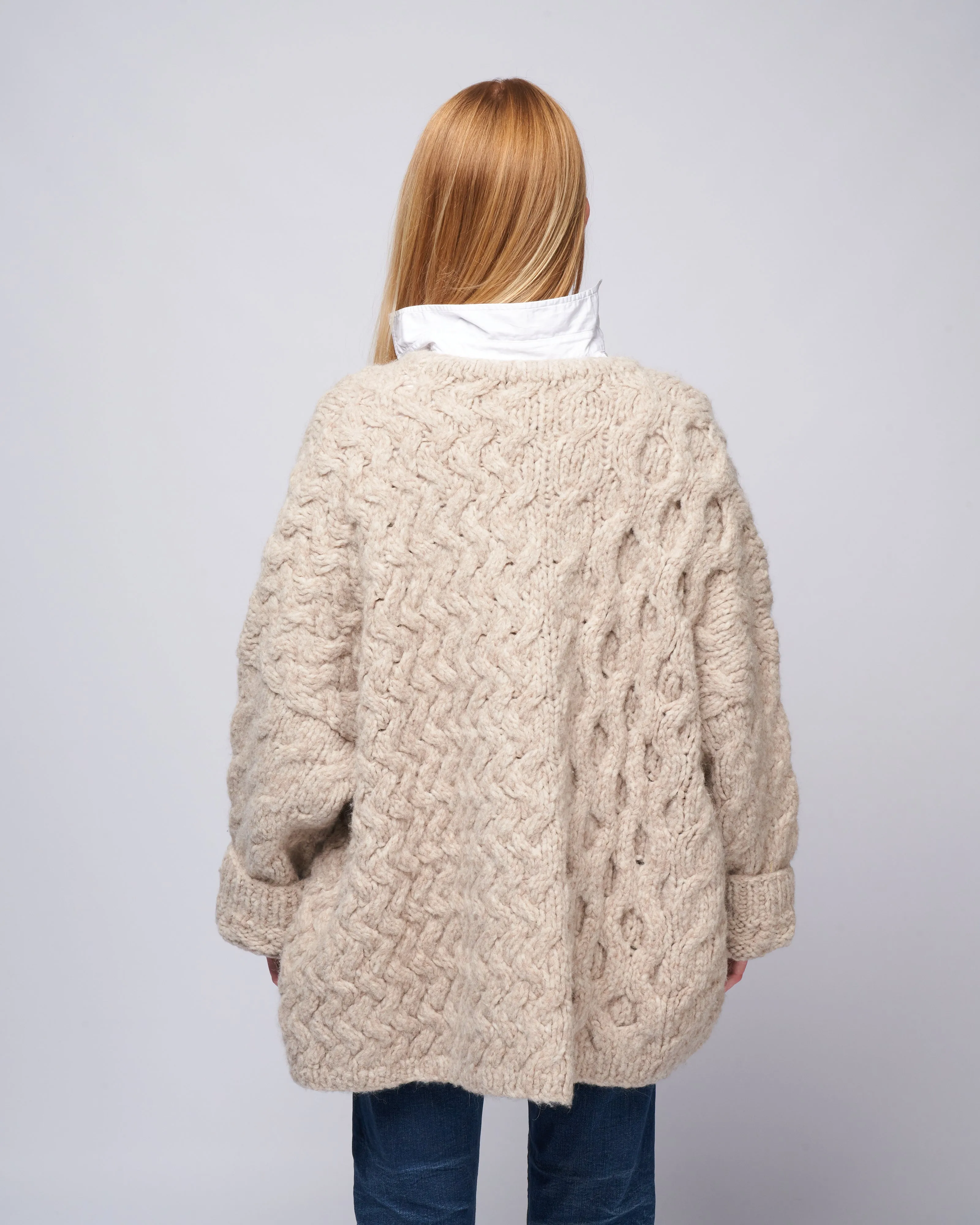 handknit aran cardigan - aspen