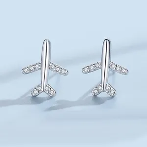 Handmade Airplane Stud Earrings Earrings Solid Sterling Cut Plane Women Jewelry