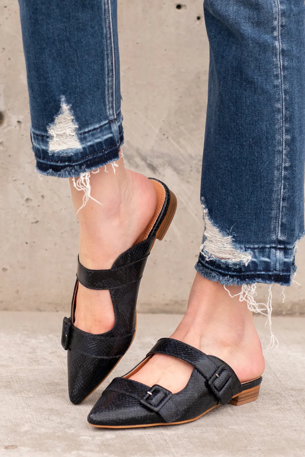 Hannah Mule Flats Navy