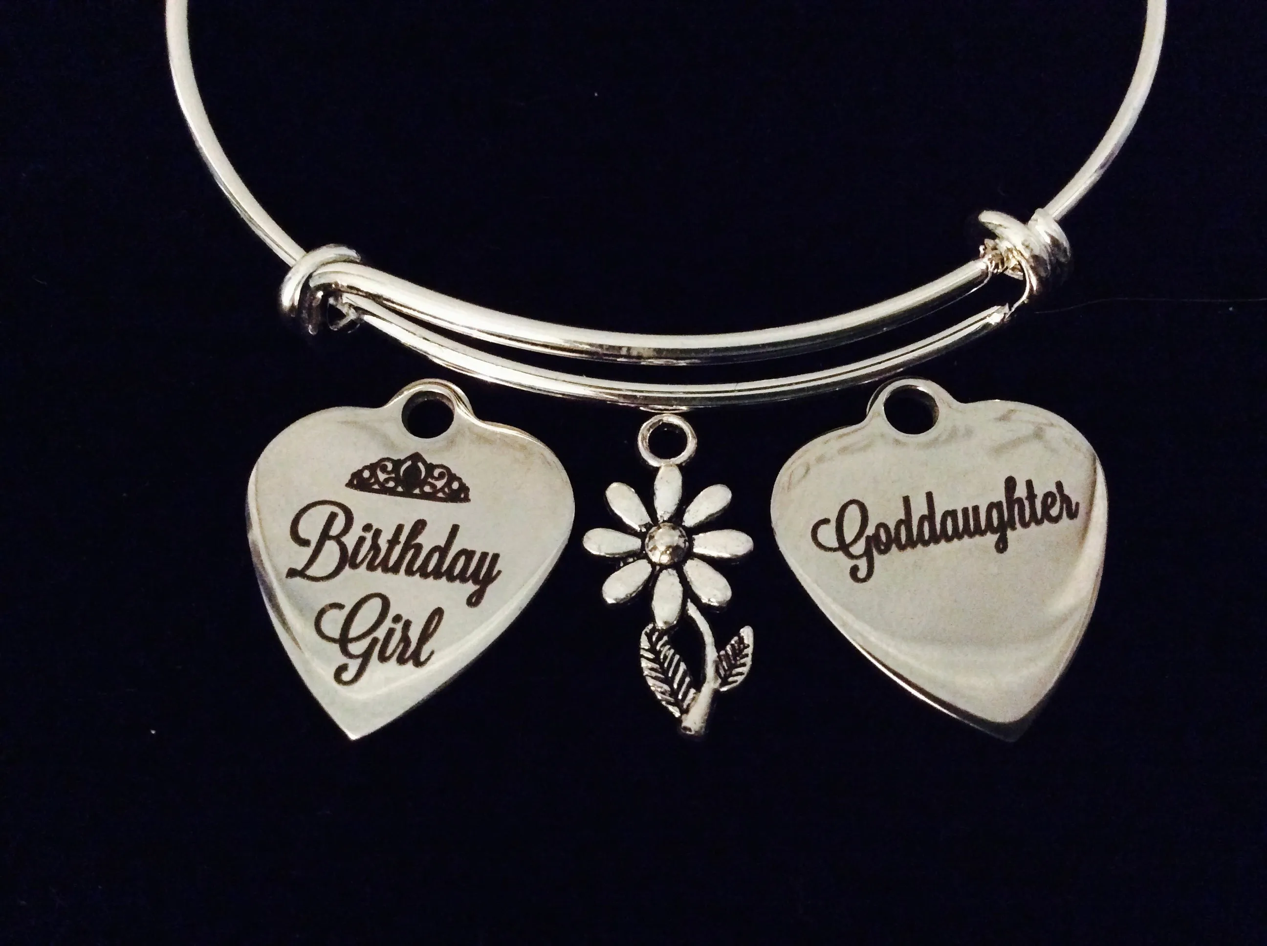 Happy Birthday Goddaughter Adjustable Bracelet Expandable Charm Bangle Gift God Daughter Gift Daisy