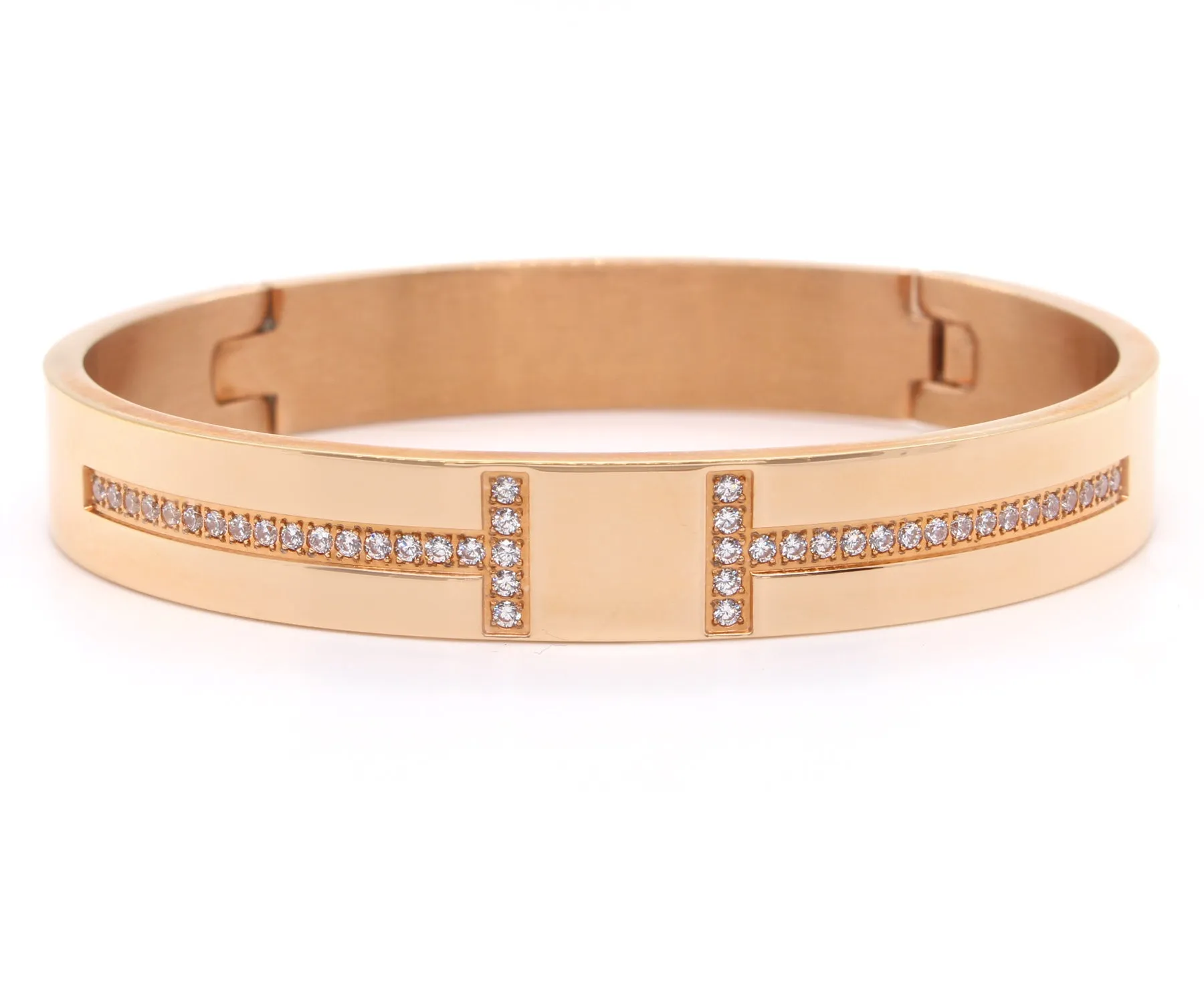 Harmony Pave Rose Gold Bangle Bracelet