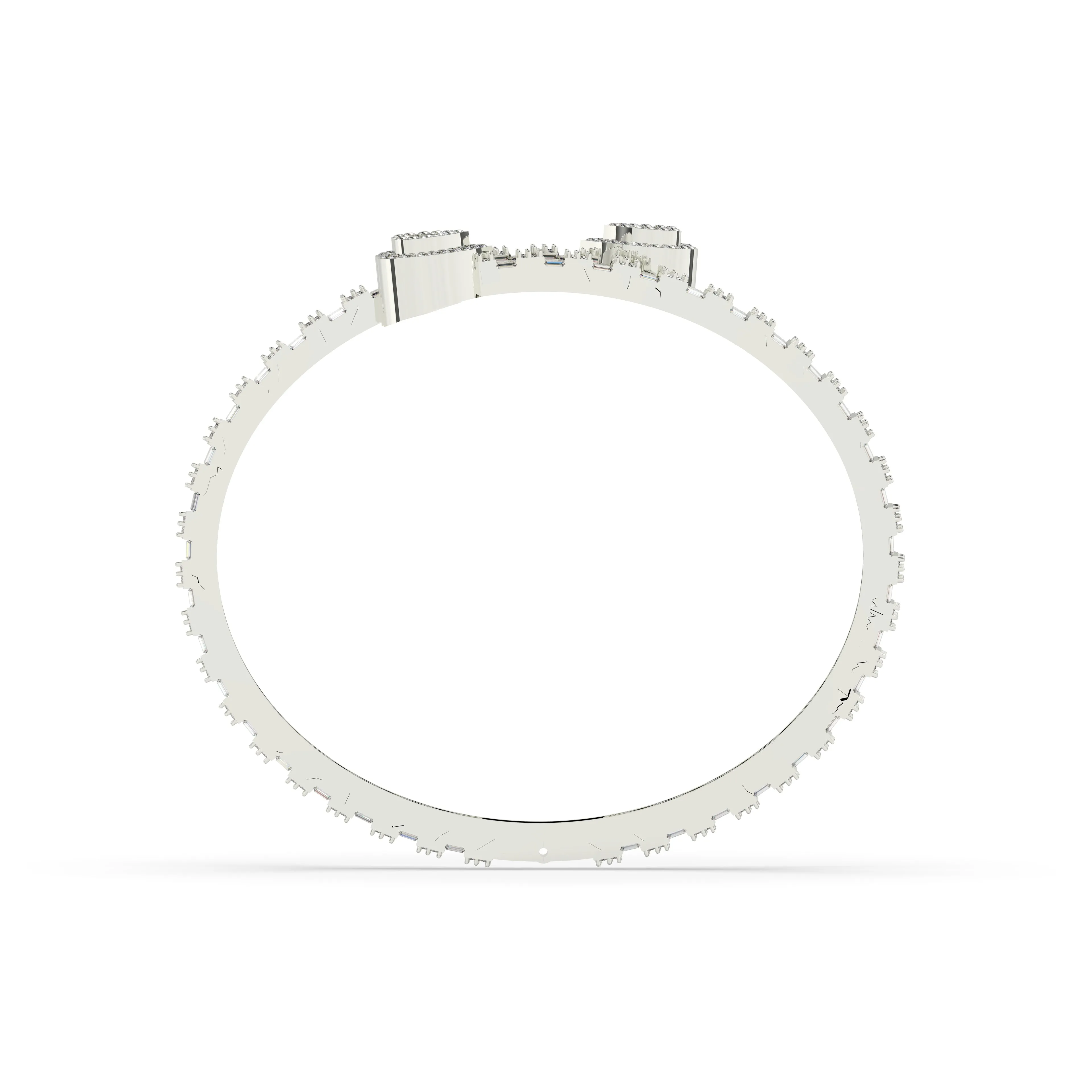 Heart Baguette Diamond Bangle