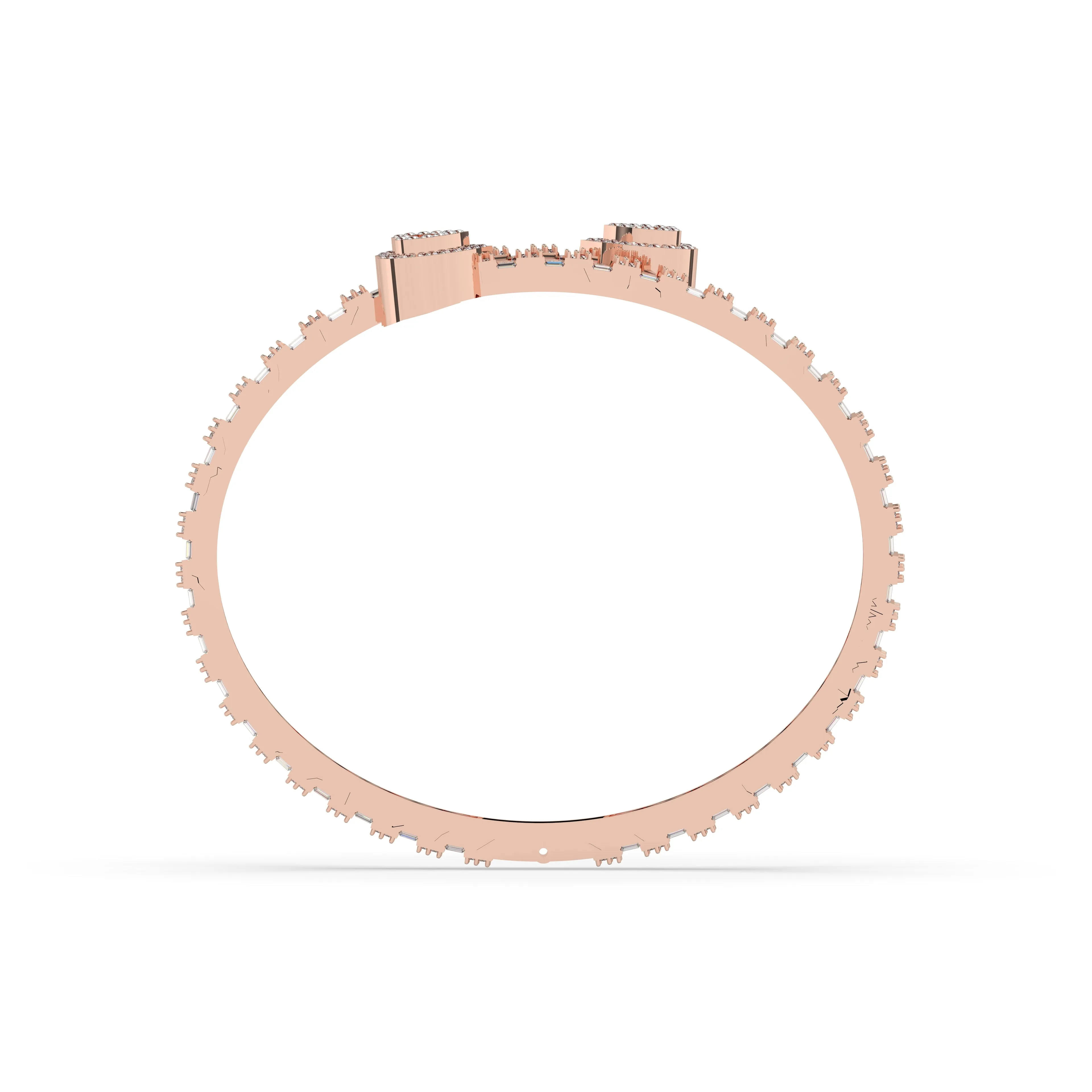 Heart Baguette Diamond Bangle