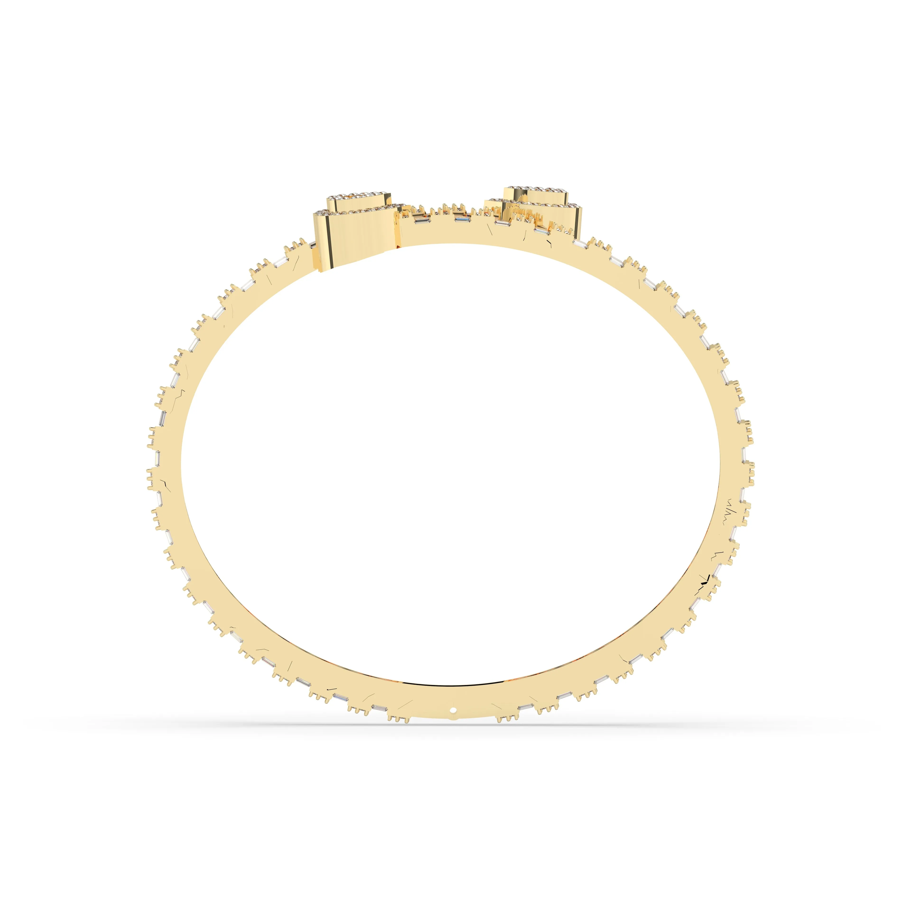 Heart Baguette Diamond Bangle