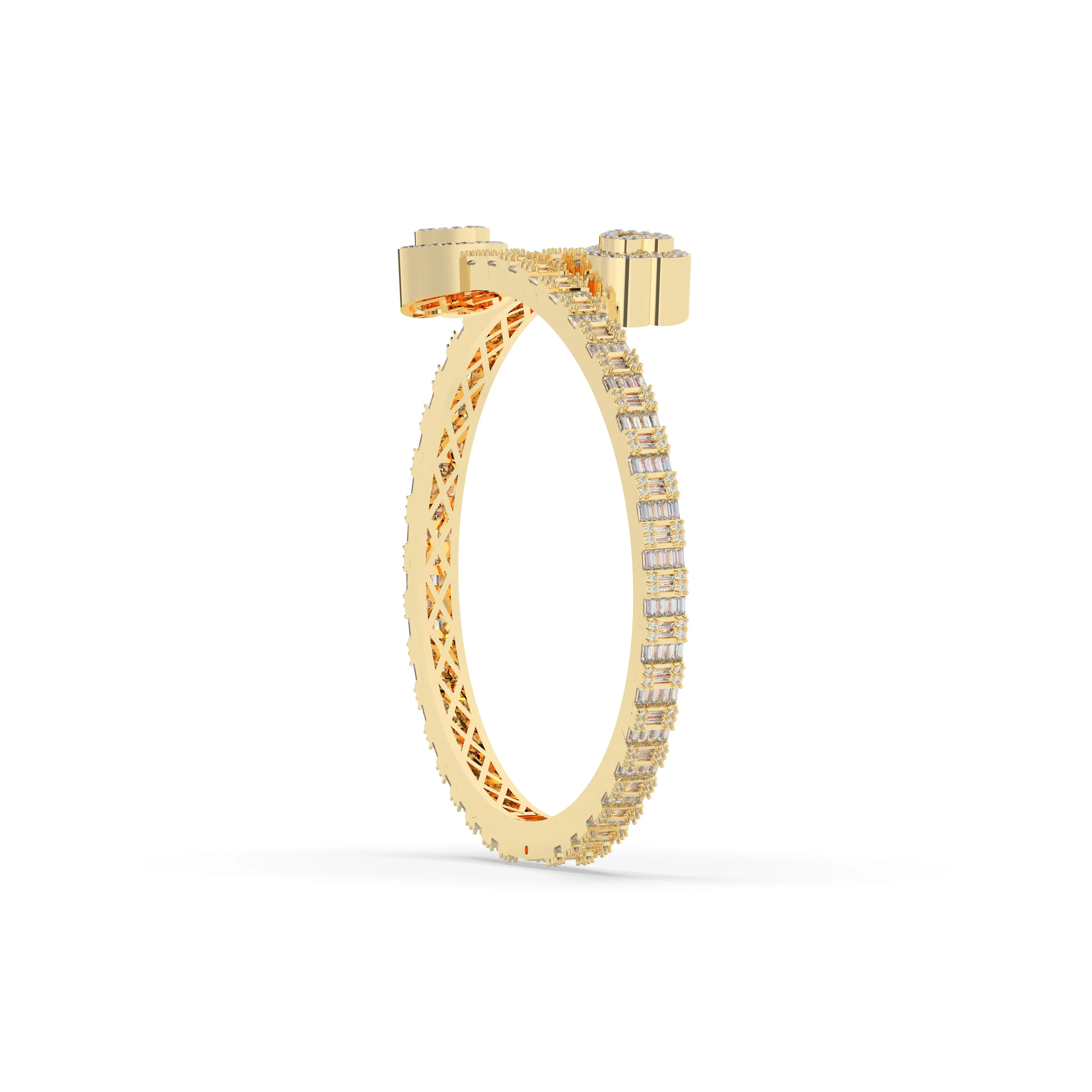 Heart Baguette Diamond Bangle