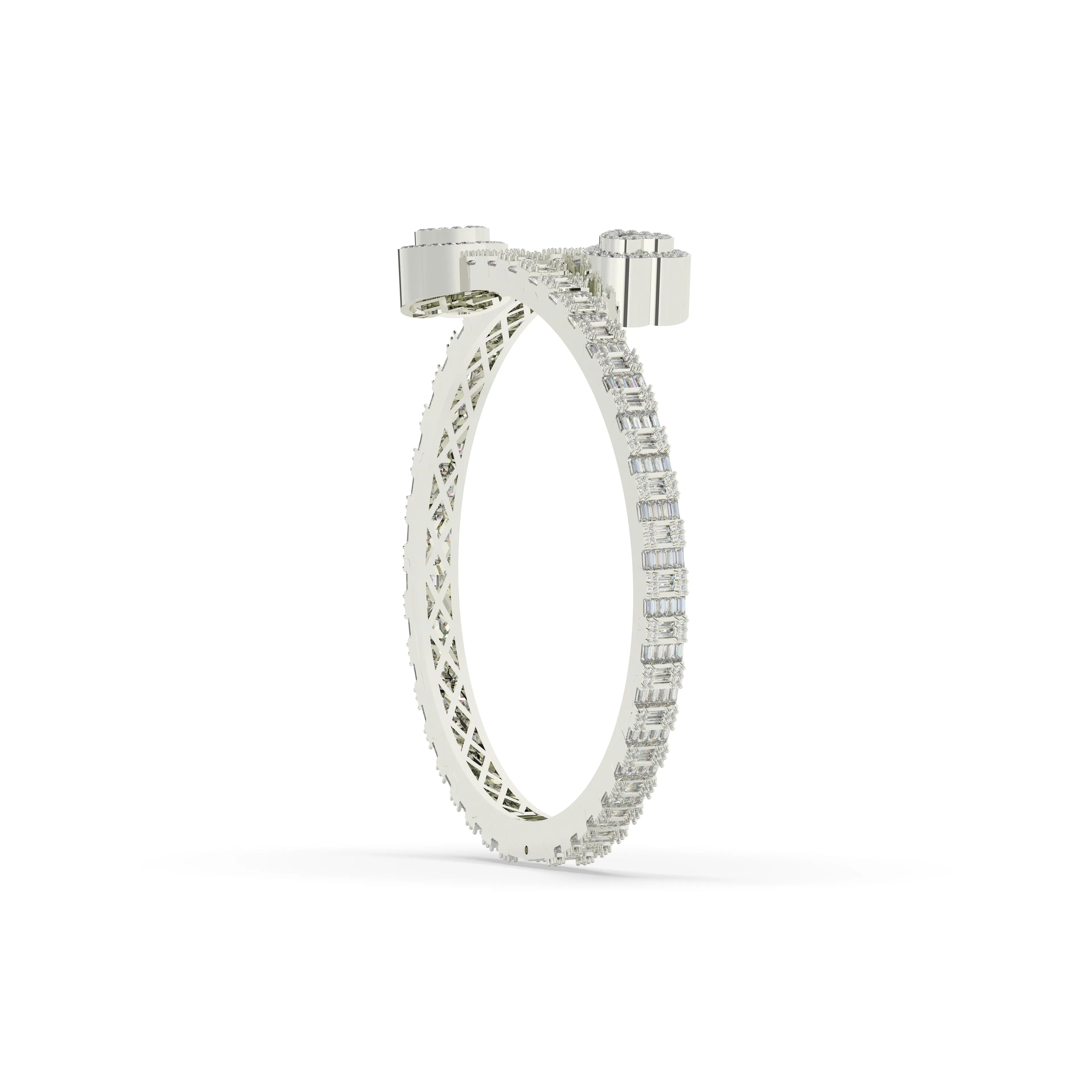 Heart Baguette Diamond Bangle
