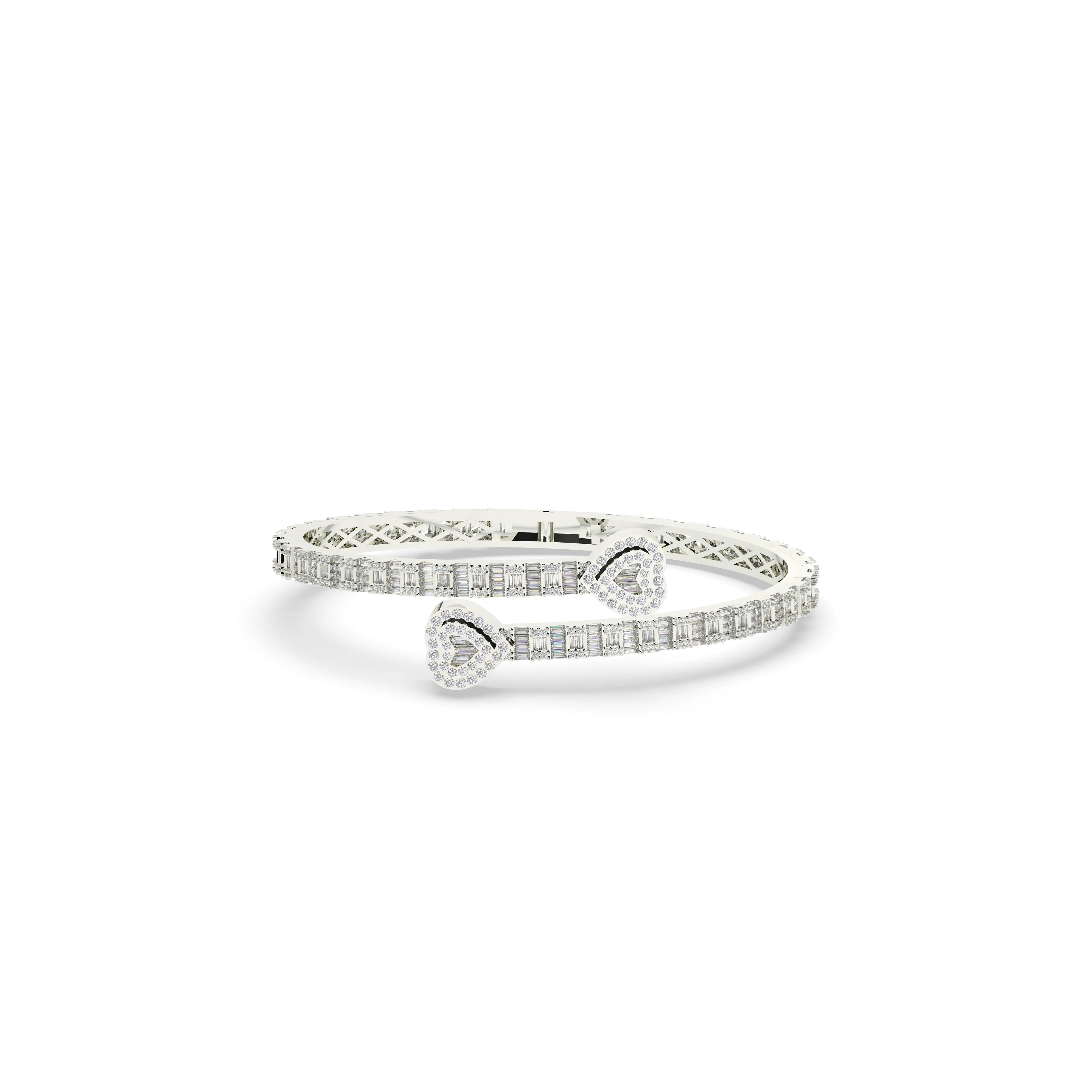 Heart Baguette Diamond Bangle