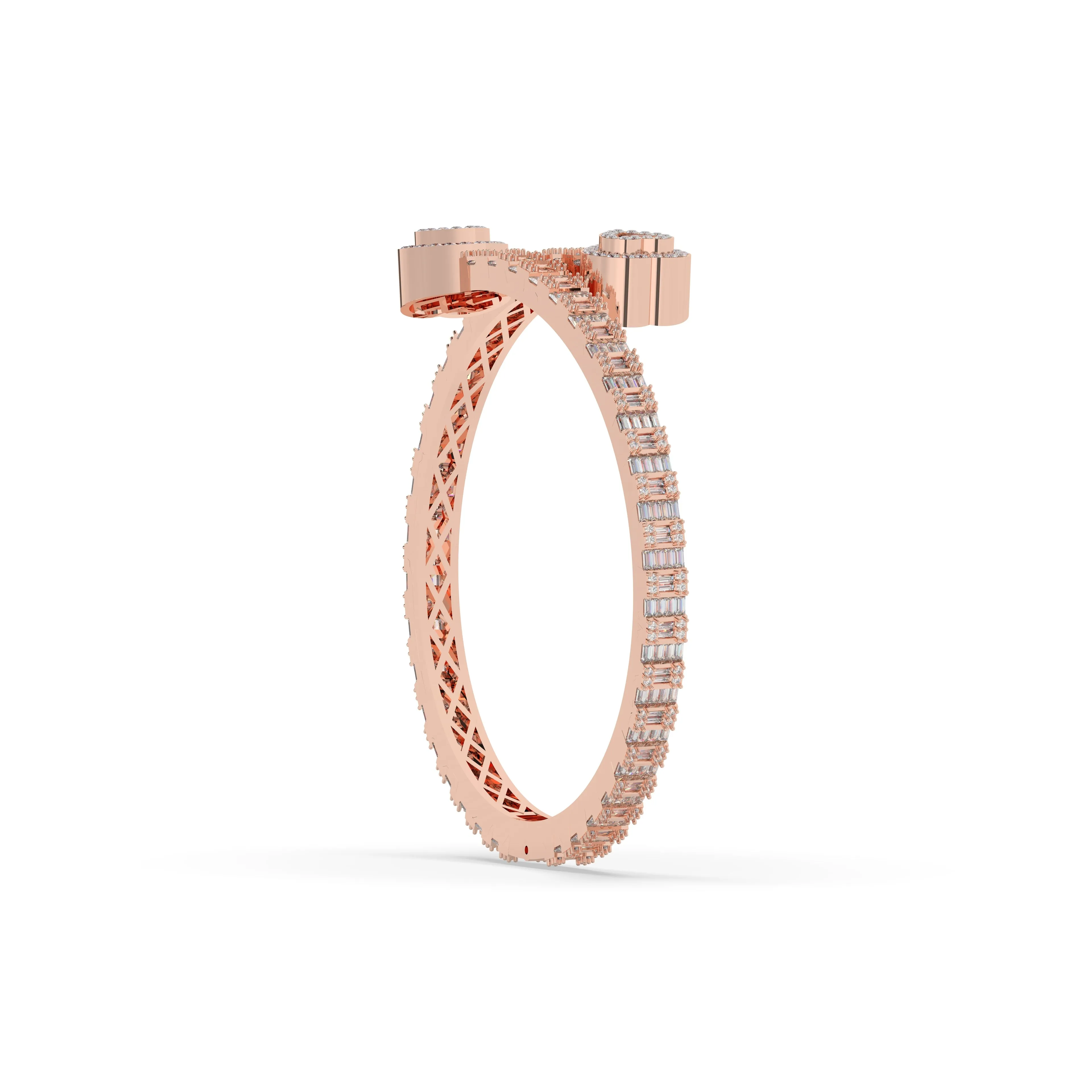 Heart Baguette Diamond Bangle