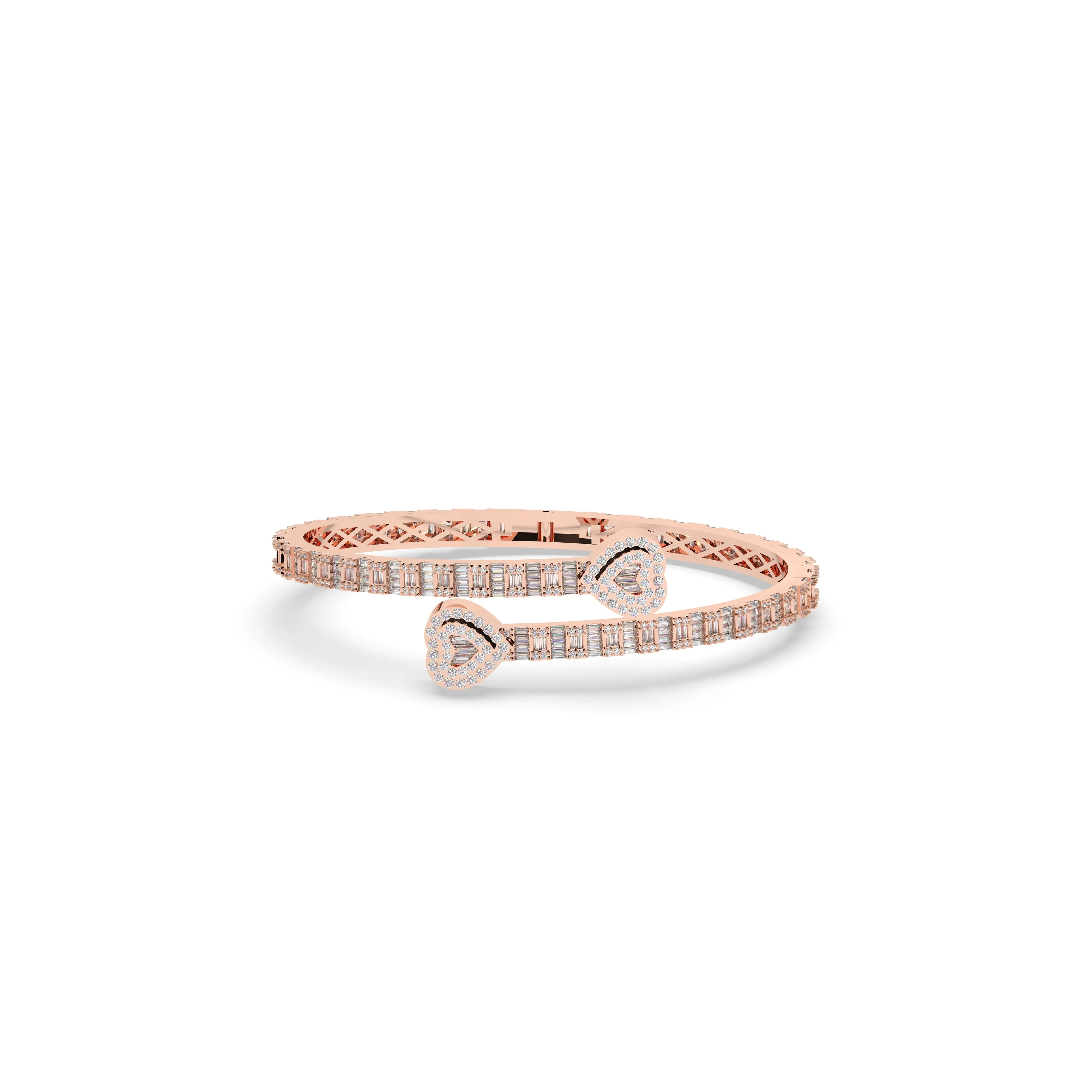 Heart Baguette Diamond Bangle