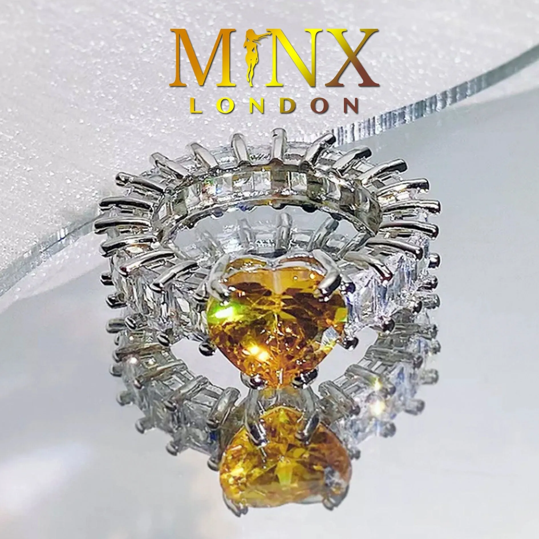 Heart Ring | Heart Shaped Ring | Heart Shape Ring | Eternity Ring | Womens Yellow Diamond Ring | Engagement Ring | Yellow Diamond Ring