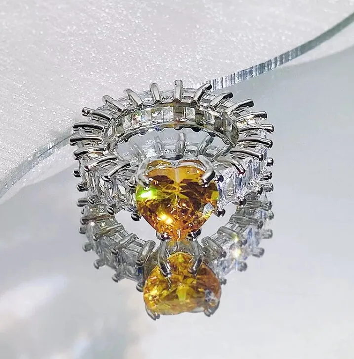 Heart Ring | Heart Shaped Ring | Heart Shape Ring | Eternity Ring | Womens Yellow Diamond Ring | Engagement Ring | Yellow Diamond Ring