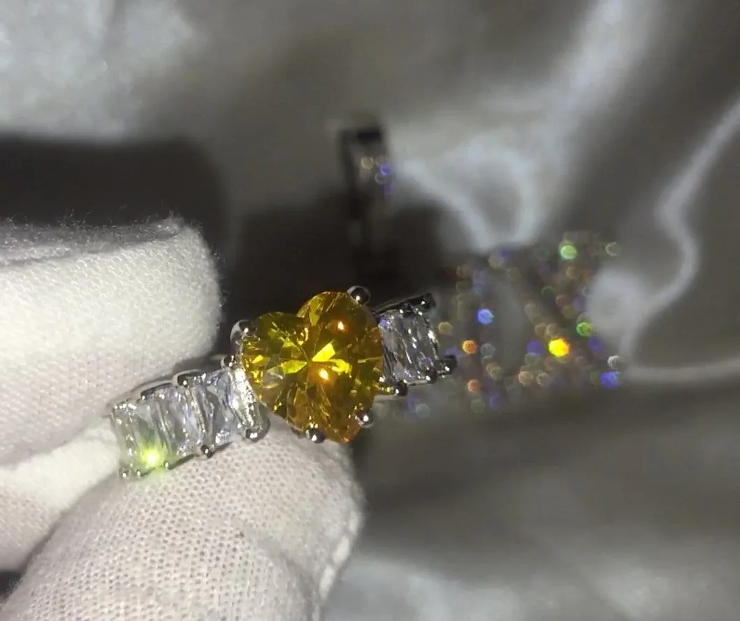 Heart Ring | Heart Shaped Ring | Heart Shape Ring | Eternity Ring | Womens Yellow Diamond Ring | Engagement Ring | Yellow Diamond Ring