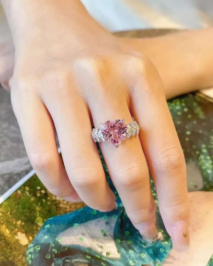 Heart Ring | Pink Diamond Ring | Heart Shaped Ring | Heart Shape Ring | Diamond Heart Ring | Heart Ring with Diamonds | Engagement Ring