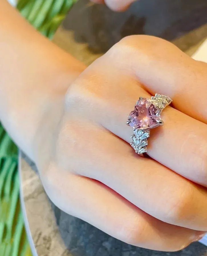 Heart Ring | Pink Diamond Ring | Heart Shaped Ring | Heart Shape Ring | Diamond Heart Ring | Heart Ring with Diamonds | Engagement Ring