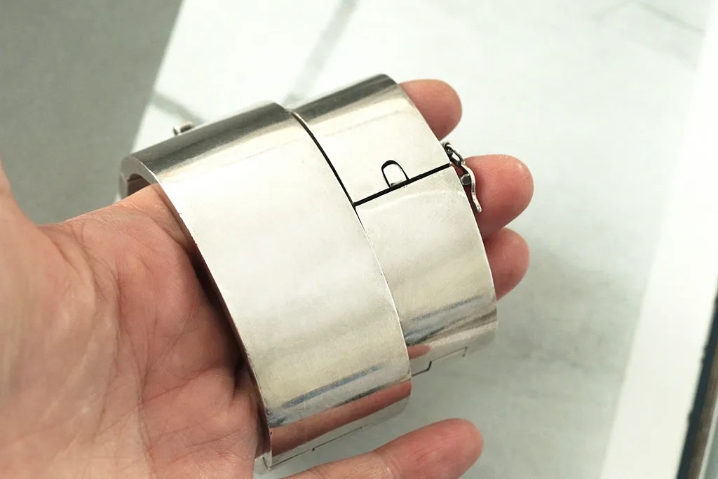 Heavy Vintage Sterling Silver Wide Bangle