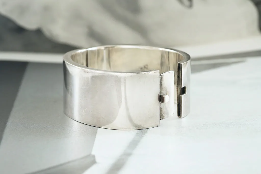 Heavy Vintage Sterling Silver Wide Bangle