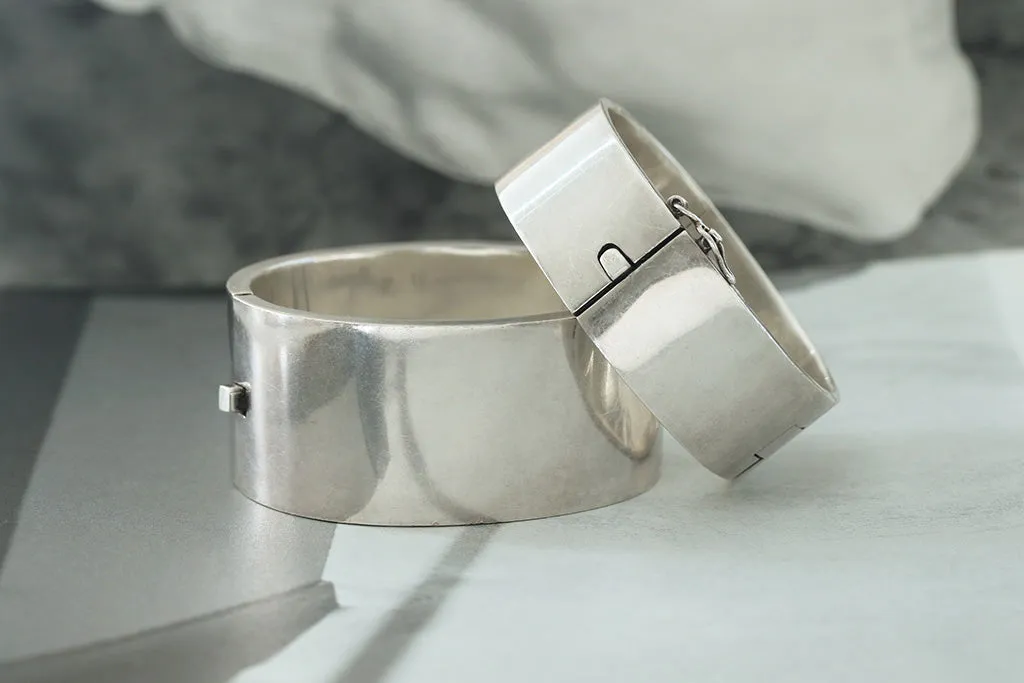 Heavy Vintage Sterling Silver Wide Bangle
