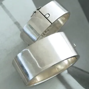 Heavy Vintage Sterling Silver Wide Bangle