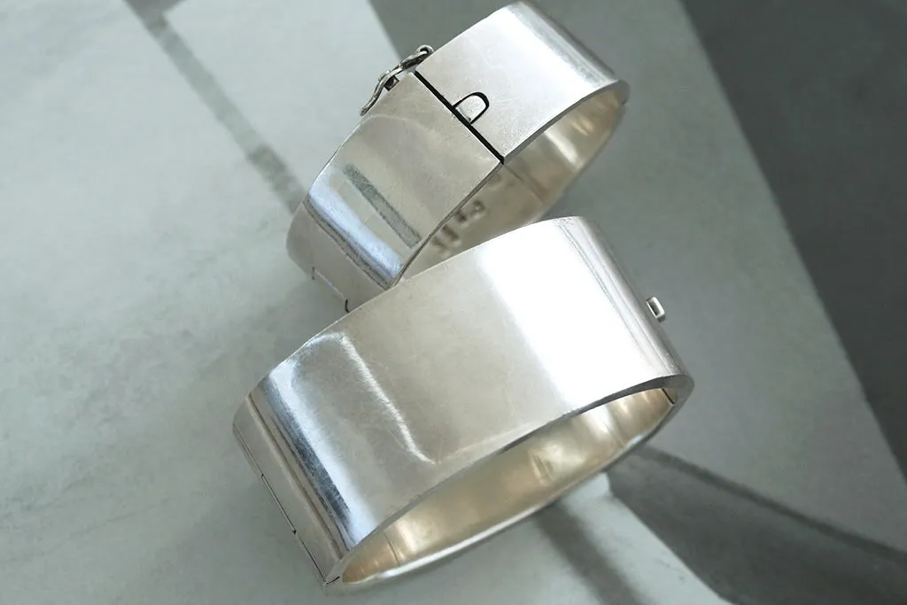 Heavy Vintage Sterling Silver Wide Bangle
