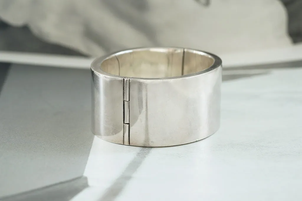 Heavy Vintage Sterling Silver Wide Bangle