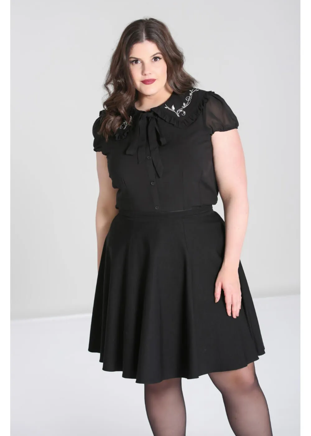 Hell Bunny Lovely Floral 40's Blouse Zwart